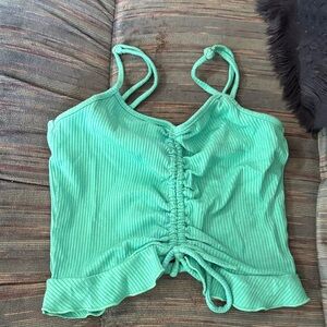 Papaya Mint Green Ribbed Drawstring Cami